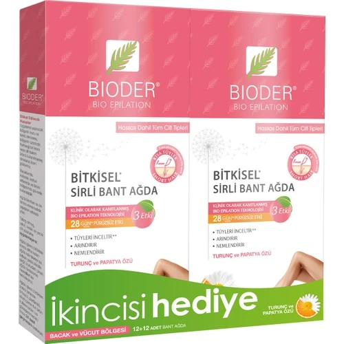 Bıoder Bant Ağda Vücut Hassas Cilt 12 Li 2.Hediye