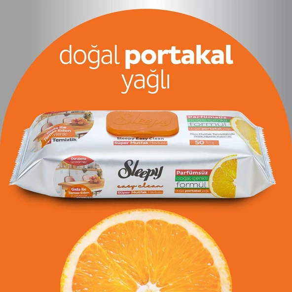 Sleepy Easy Clean Portakallı Süper Mutfak Havlusu 50'li - Resim 2