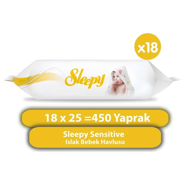Sleepy Sensitive Islak Bebek Havlusu 18 x 25 450 Yaprak