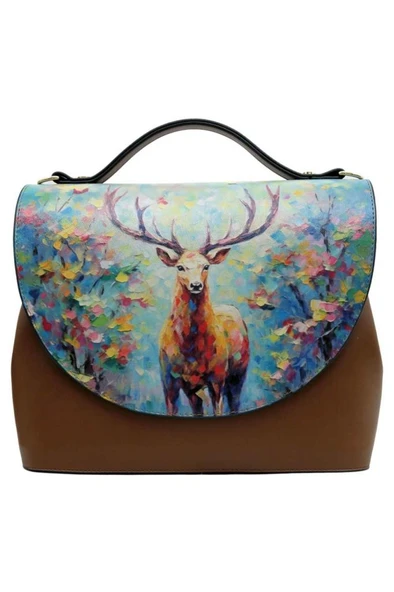 Kadın Vegan Deri Kahverengi El Çantası - Deer of Dreams Tasarım - 2