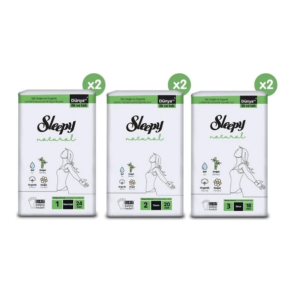 Sleepy Natural Ultra Hassas Hijyenik Ped 124 Adet Ped Mega Fırsat Paketi - Resim 2