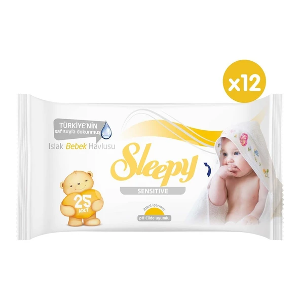 Sleepy Sensitive Islak Bebek Havlusu 12 x 25 (300 Yaprak) - Resim 2