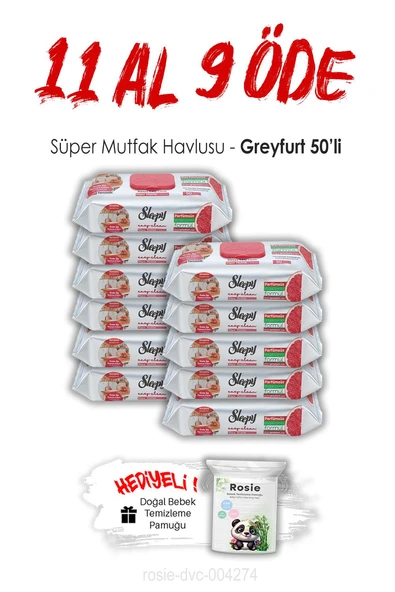 11 AL 9 ÖDE Sleepy Greyfurtlu Süper Mutfak Havlusu 50'li ve ROSIE