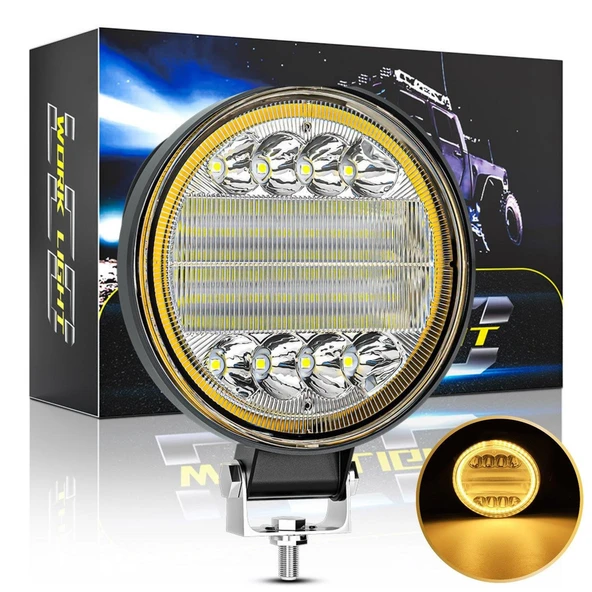 Off Road Gündüz Ve Projektör Sis Farı DRL SARI Beyaz Yuvarlak 4 inç 72 W  Oto Çalışma Lambası 1 ADET