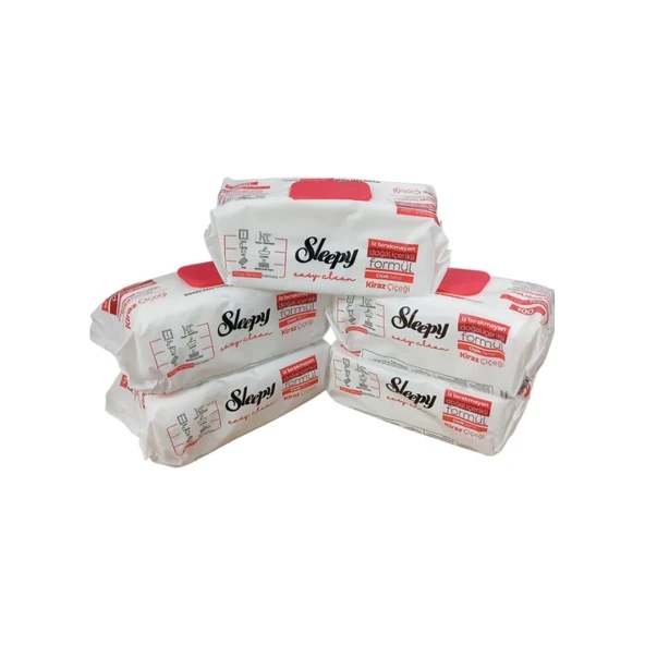 Sleepy Yüzey Temizlik Islak Havlu 5paket 500 Adet Kiraz Çiçeği Kokusu ürün görseli