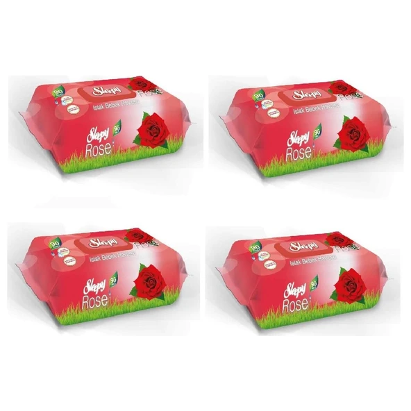 Sleepy Gül Kokulu Islak Havlu 90'lı 4 'lü ürün görseli