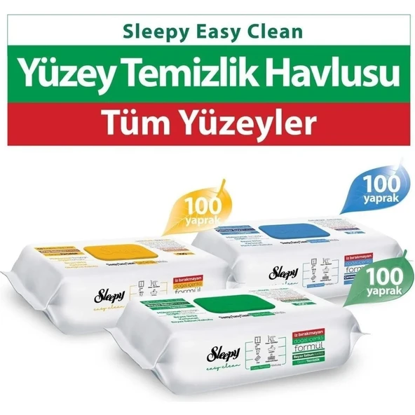Sleepy Easy Clean Beyaz Sabun + Çamaşır Suyu + Arap Sabunu Katkılı 3X100 (300 Yaprak) ürün görseli