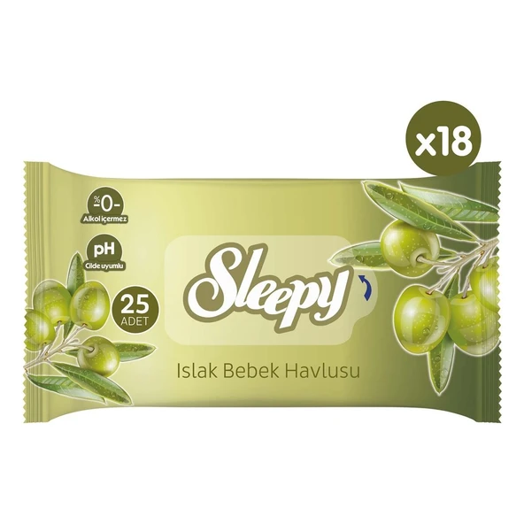 Sleepy Doğal Zeytinyağlı ve Pamuklu Islak Bebek Havlusu 18 x 25 450 Yaprak - 2