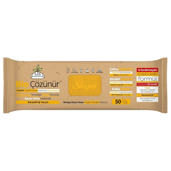 Sleepy Bio Çözünür Yüzey Temizlik Havlusu Karanfil&Tarçın 3x50 (150 Yaprak) - Resim 3