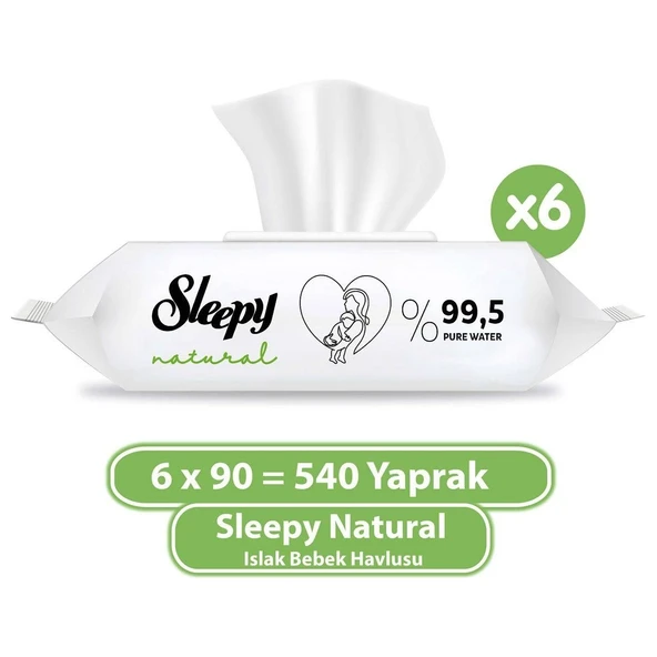 Sleepy Natural Islak Bebek Havlusu 6X90 (540 Yaprak) ürün görseli