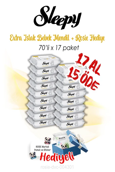 17 AL 15 ÖDE Sleepy 70'li Extra Islak Bebek Havlusu ve ROSIE ürün görseli