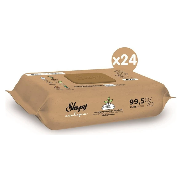Sleepy Ecologic Yenidoğan Islak Bebek Bakım Havlusu 24x40 (960 Yaprak) - 2