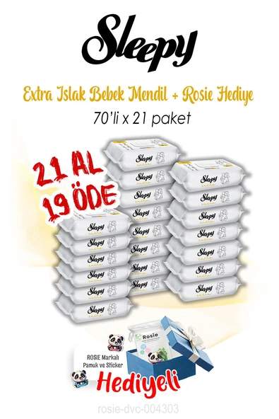 21 AL 19 ÖDE 70'li Sleepy Extra Islak Bebek Havlusu ve ROSIE ürün görseli