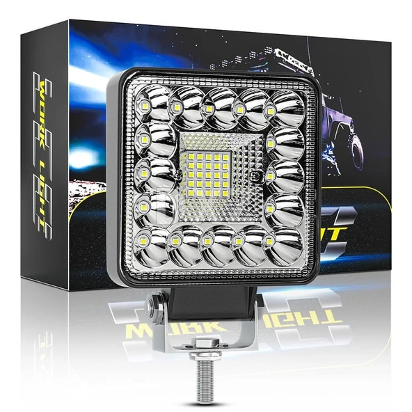 Off Road Beyaz Işık 12-24 Volt Projektör Sis Farı 41 Led 123 Watt  Oto Çalışma Lambası 1 ADET