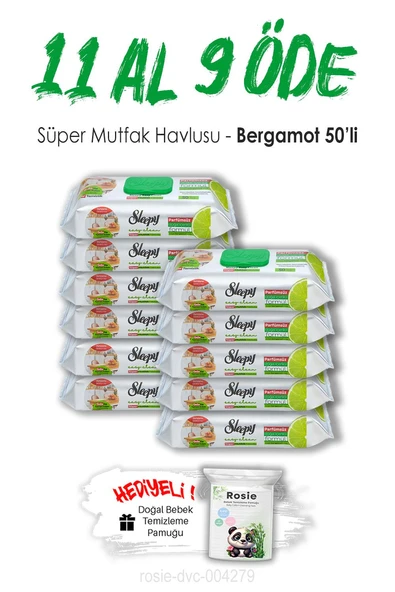 11 AL 9 ÖDE Sleepy Bergamotlu Süper Mutfak Havlusu 50'li ve ROSIE