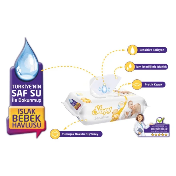 Sleepy Sensitive Islak Havlu 90 'lı 24 Adet - Resim 2
