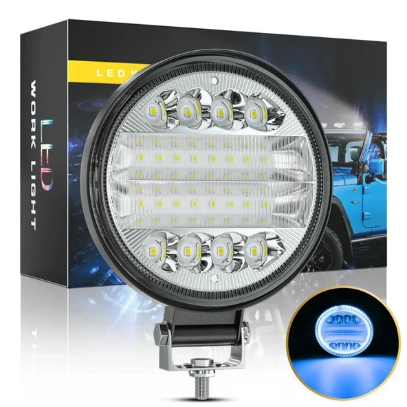 Off Road Gündüz Ve Projektör Sis Farı DRL MAVİ Beyaz Yuvarlak 4 inç 72 W Oto Çalışma Lambası 1 ADET
