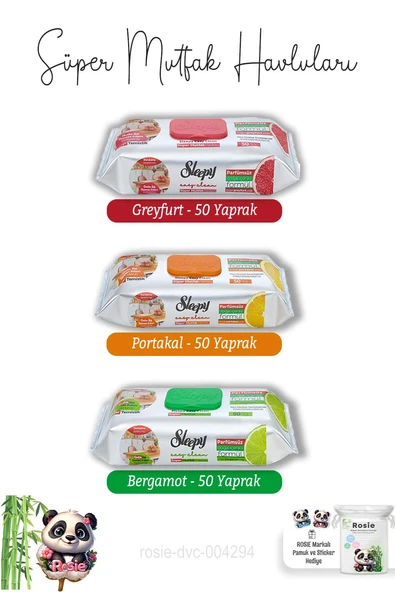 Portakal, Greyfurt ve Bergamot Süper Mutfak Havlusu 50'li ve ROSIE ürün görseli