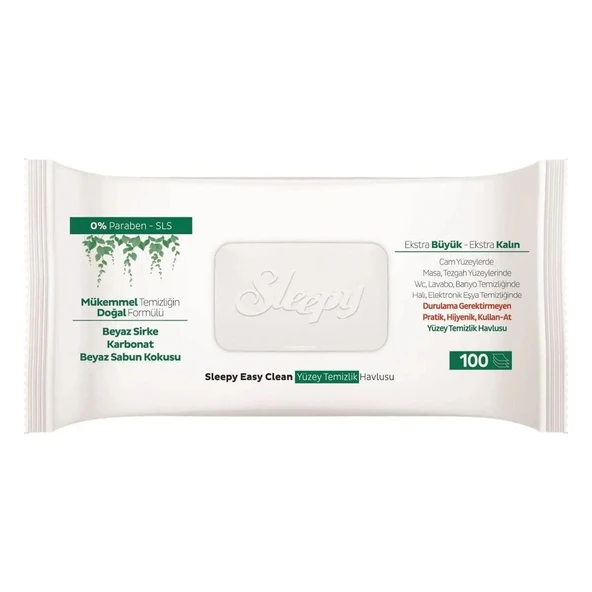 Sleepy Easy Clean Yüzey Temizlik Havlusu Beyaz Sabun 100 Yaprak - Resim 2
