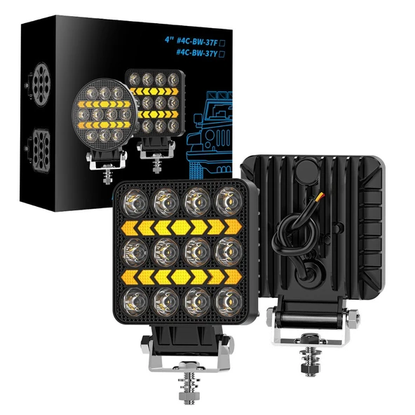 Off Road Çalışma Lambası ve Sis Farı 4 inç Selamlamalı Çakar İkaz Gündüz Led 2 Mod 12/24 V 1 ADET