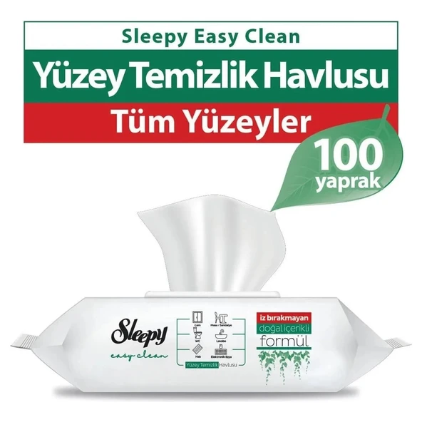 Sleepy Easy Clean Yüzey Temizlik Havlusu Beyaz Sabun 100 Yaprak