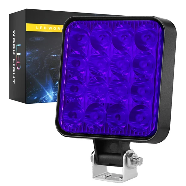 Off Road Traktör Tir Kamyon Sis Fari Ve Çalışma Lambası 16 Led Kare MAVİ 3 İNÇ 84mm 1 ADET