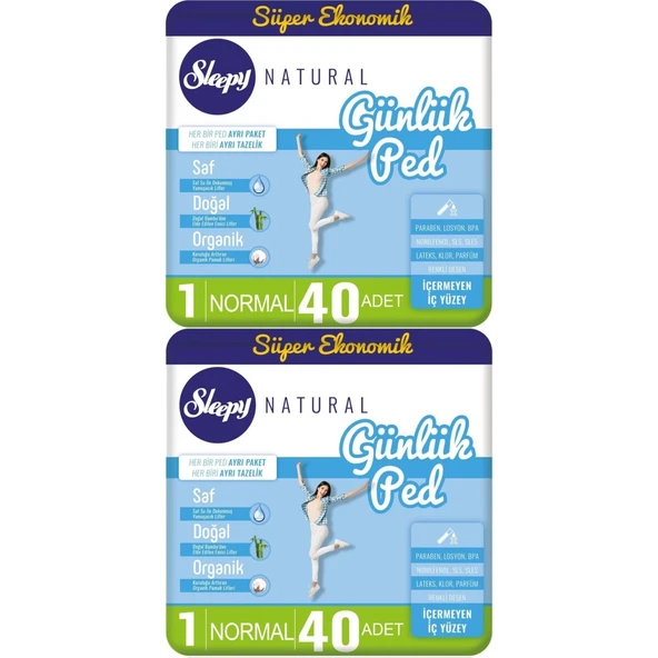 Sleepy Natural Günlük Ped Normal 80 Adet 2x40 ürün görseli