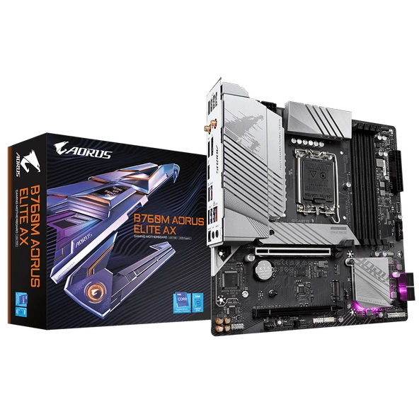 GIGABYTE B760M AORUS ELITE AX 5333MHz(OC) DDR5 M.2 mATX 1700p ürün görseli