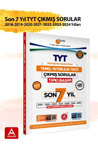 A Yayınları TYT Son 7 Yıl Tıpkı Basım Çıkmış Sorular