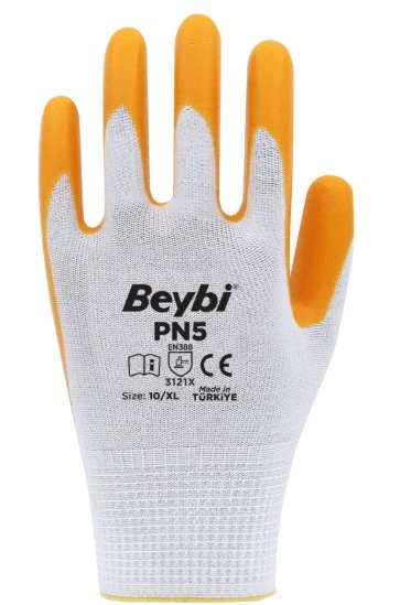 Beybi Pn5 Nitril Kaplı Polyester Eldiven 10 No - 288 Çift - 2