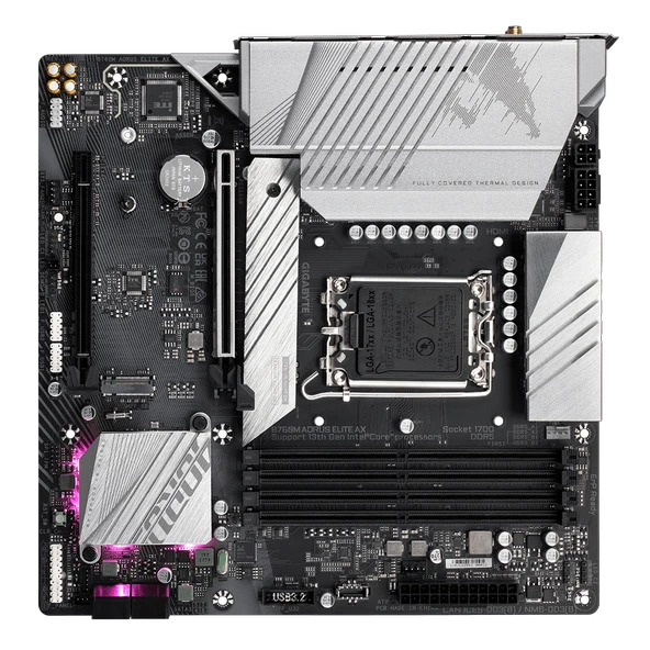 GIGABYTE B760M AORUS ELITE AX 5333MHz(OC) DDR5 M.2 mATX 1700p - Resim 5