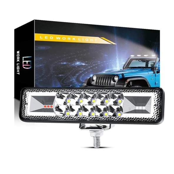 Off Road 12-24V Oto Gündüz Led Bar 6 inç 16 Led 48 w Sarı Renk İkaz Flash Mod Sis Farı 1 ADET