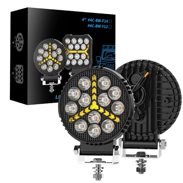 Off Road Çalışma Lambası ve Sis Farı 4 inç Selamlamalı Çakar İkaz Gündüz Led 2 Mod 12/24 V 1 ADET