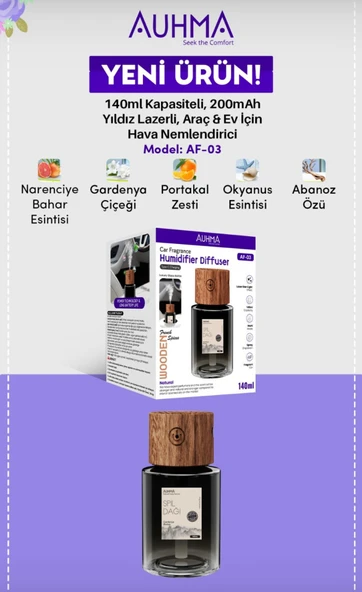Araç ev nemlendirici yıldız lazerli 140 ml 200 mah araç süper hava Nemlendirici