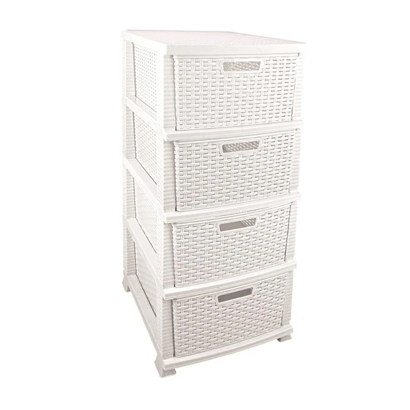 Omnipazar SRL-4002 Rattan Hasır Desen Plastik Komidin Mutfak Sebzelik 4 Katlı - 3