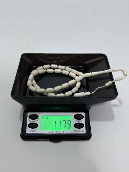 Kesme Fildişi Tesbih 11,78 Gram - Koleksiyonluk Fil Dişi Tespih - Resim 5