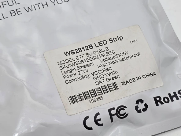 WS2812B Adreslenebilir Rgb Şerit Led 5 Metre 90 Led - 4