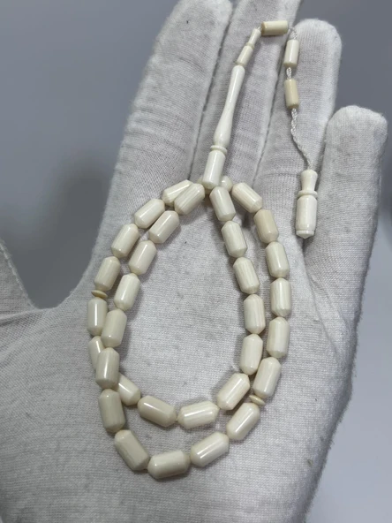 Kesme Fildişi Tesbih 11,78 Gram - Koleksiyonluk Fil Dişi Tespih - Resim 3