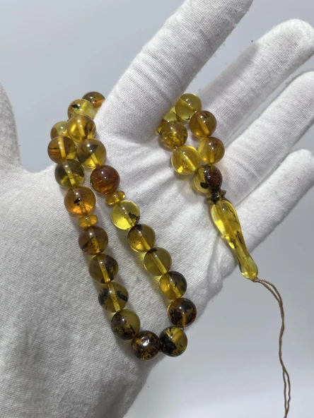 Doğal Kaya Damla Kehribar Tesbih 33lük 20,77 Gram