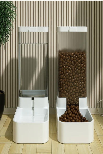 Otomatik Kedi ve Köpek Mama Su Kabı Sebili Pınarı 2'li Set Mama 2.1 Kg Su Kasesi 3.8 L Kapasite - 4