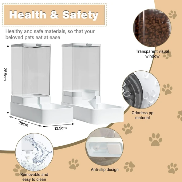 Otomatik Kedi ve Köpek Mama Su Kabı Sebili Pınarı 2'li Set Mama 2.1 Kg Su Kasesi 3.8 L Kapasite - 5