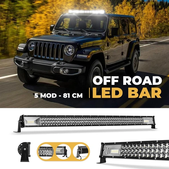 Off Road Led Bar 3 Sıra 80 Cm  Beyaz Sarı Mod 1 ADET