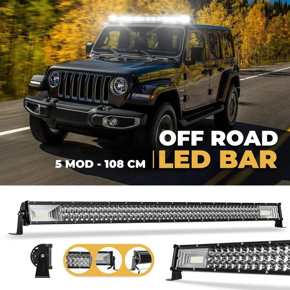 Off Road Led Bar 3 Sıra 105 Cm Beyaz Sarı Mod 1 ADET