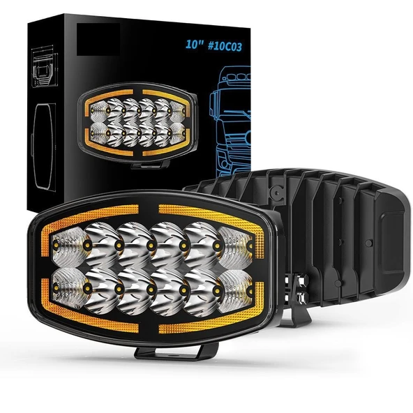 Kamyon Tır Traktör Off Road Jeep 10 inç Sis Farı Gündüz Ledli Çalışma Lambası 12-24 V 1 ADET