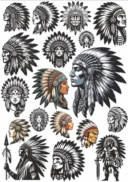 Apache Kızılderili Sticker Set