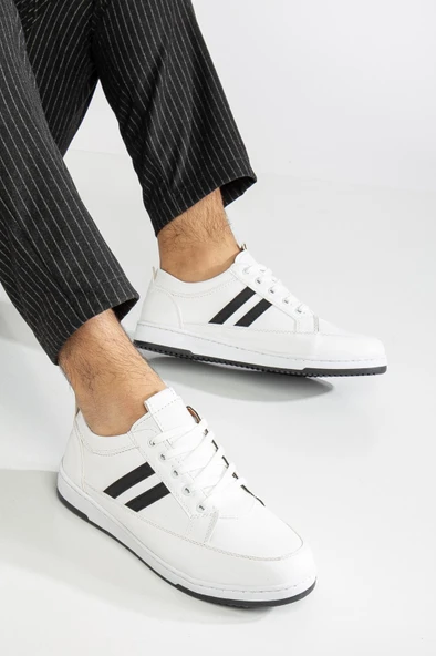 Erkek Beyaz Günlük Esnek Rahat Dikişli Poli Taban Yürüyüş Garantili Spor Ayakkabı ALBERTO-9327