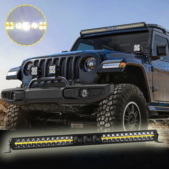 Off-Road Premium Tavan LED Bar 105 CM  Beyaz Işık Projektör DRL Gündüz Led Metal Gövde 12-24V 1 ADET