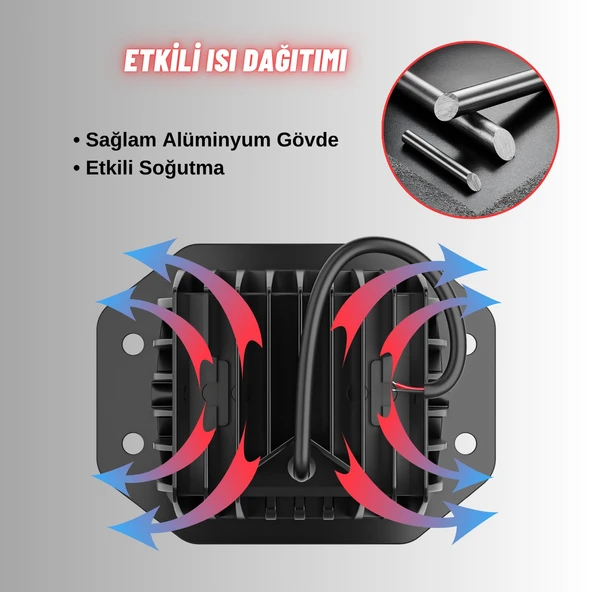 Off Road Led Çalışma ve Tampon Sis Lambası 12-24V Traktör Tır Kamyon ATV Metal Sis Farı 4 ADET - 6