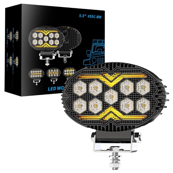 Off Road Sis Farı 5,5 İnç Selamlamalı Çakar İkaz Led 2 Mod Projektör Çalışma Lambası 12/24 V 1 ADET