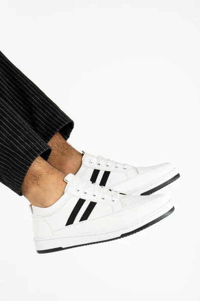 Erkek Beyaz Günlük Esnek Rahat Dikişli Poli Taban Yürüyüş Garantili Spor Ayakkabı ALBERTO-9327 - 4